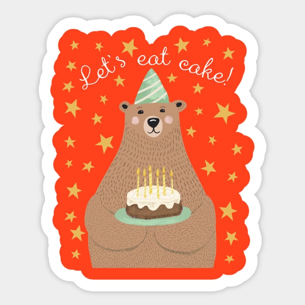 Let's eat Cake! Birthday Bear Sticker by SWON Design